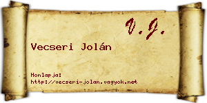 Vecseri Jolán névjegykártya