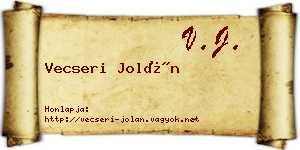 Vecseri Jolán névjegykártya